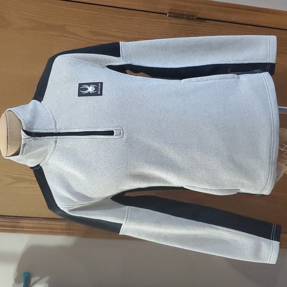 Spyder oat grey and black 1/4 zip pullover jacket core layer - Picture 2 of 8